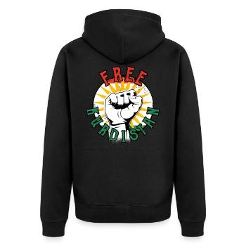Free Kurdistan - Unisex Premium Bio Zip Hoodie - Schwarz - Hinten - Nico (187cm)