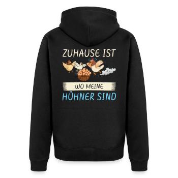 Huhn Hühner Bauernhof - Unisex Premium Bio Zip Hoodie - Schwarz - Hinten - Nico (187cm)
