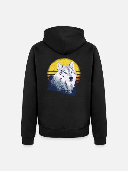 Wolf motif nature wolves - Unisex Premium Organic Zip Hoodie - black