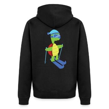 Ski Tier Schildkröte - Unisex Premium Bio Zip Hoodie - Schwarz - Hinten - Nico (187cm)