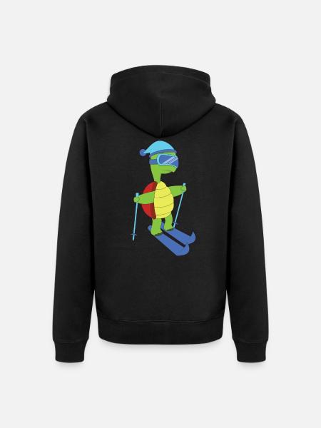 Ski Animal Turtle - Unisex Premium Organic Zip Hoodie - black