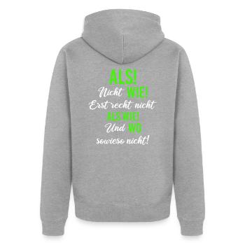 Grammatik Deutsch Lehrer - Unisex Premium Bio Zip Hoodie - Grau meliert - Hinten - Nico (187cm)