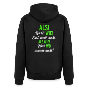 Grammatik Deutsch Lehrer - Unisex Premium Bio Zip Hoodie - Schwarz - Hinten - Nico (187cm)