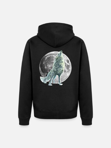 wolf - Unisex Premium Organic Zip Hoodie - black