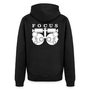Focus eye test - optician optician - Unisex Premium Organic Zip Hoodie - black - Back - Nico (187cm)