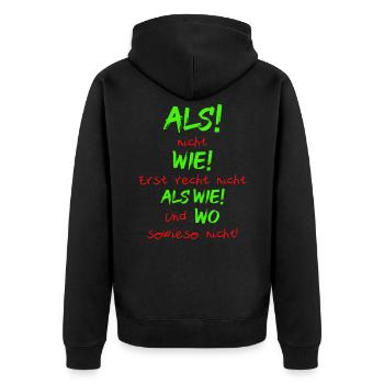 Grammatik Deutsch Lehrer - Unisex Premium Bio Zip Hoodie - Schwarz - Hinten - Nico (187cm)