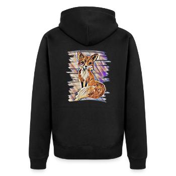 Fox - Unisex Premium Organic Zip Hoodie - black - Back - Nico (187cm)