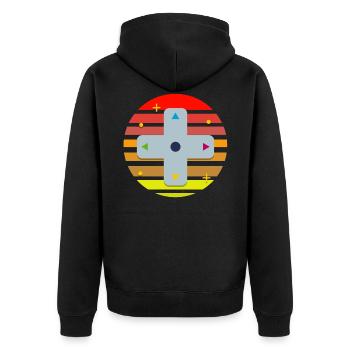 Manette de jeu au coucher du soleil - Veste à capuche bio Premium Unisexe - noir - Dos - Nico (187cm)