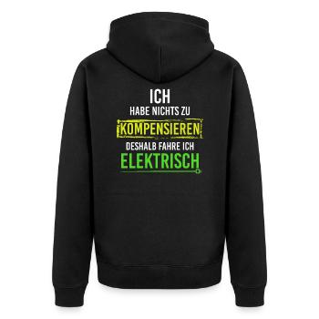 Elektroauto Elektro Auto Fahrer elektrisch - Unisex Premium Bio Zip Hoodie - Schwarz - Hinten - Nico (187cm)