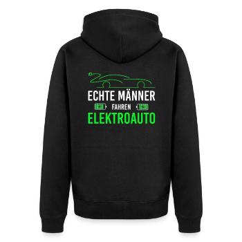 Elektroauto für echte Männer Elektroautofahrer - Unisex Premium Bio Zip Hoodie - Schwarz - Hinten - Nico (187cm)