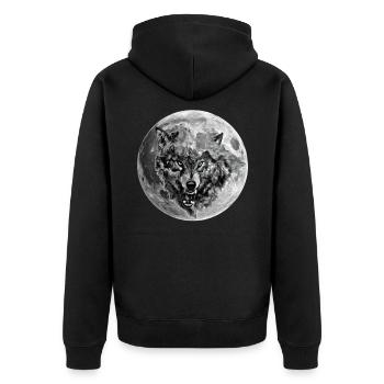 Wolf - Unisex Premium Bio Zip Hoodie - Schwarz - Hinten - Nico (187cm)