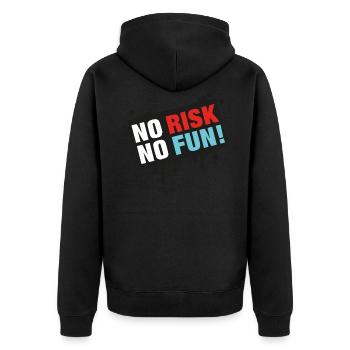 No Risk - No Fun! - Unisex Premium Organic Zip Hoodie - black - Back - Nico (187cm)