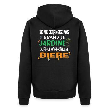 Jardiner Jardinage Bière Alcool Humour Cadeau Rhum - Veste à capuche bio Premium Unisexe - noir - Dos - Nico (187cm)