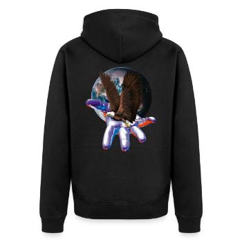 Adler - Unisex Premium Bio Zip Hoodie - Schwarz - Hinten - Nico (187cm)
