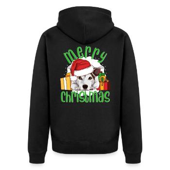 Jack Russell Terrier Hund Christmas Geschenk - Unisex Premium Bio Zip Hoodie - Schwarz - Hinten - Nico (187cm)
