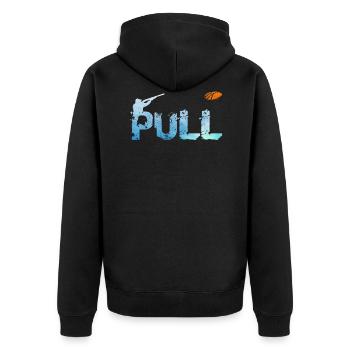 Clay pigeon shooting game gamer clay pigeons - Unisex Premium Organic Zip Hoodie - black - Back - Nico (187cm)