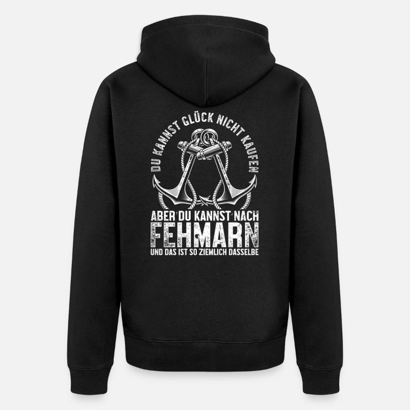 Fehmarn Ostsee Spruch Anker - Unisex Premium Bio Zip Hoodie - Schwarz
