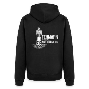 Fehmarn appelle le phare de la mer Baltique - Veste à capuche bio Premium Unisexe - noir - Dos - Nico (187cm)