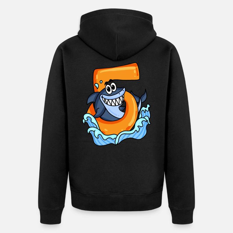 5 ans - requin - Veste à capuche bio Premium Unisexe - noir