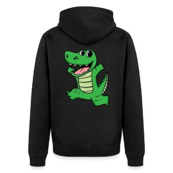 Crocodile mignon heureux drôle - Veste à capuche bio Premium Unisexe - noir - Dos - Nico (187cm)