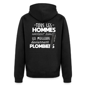 Plombier - Plomberie - Cadeau - Tuyaux - Homme - Veste à capuche bio Premium Unisexe - noir - Dos - Nico (187cm)