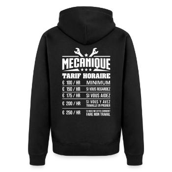 TARIF HORAIRE MÉCANICIEN - Veste à capuche bio Premium Unisexe - noir - Dos - Nico (187cm)