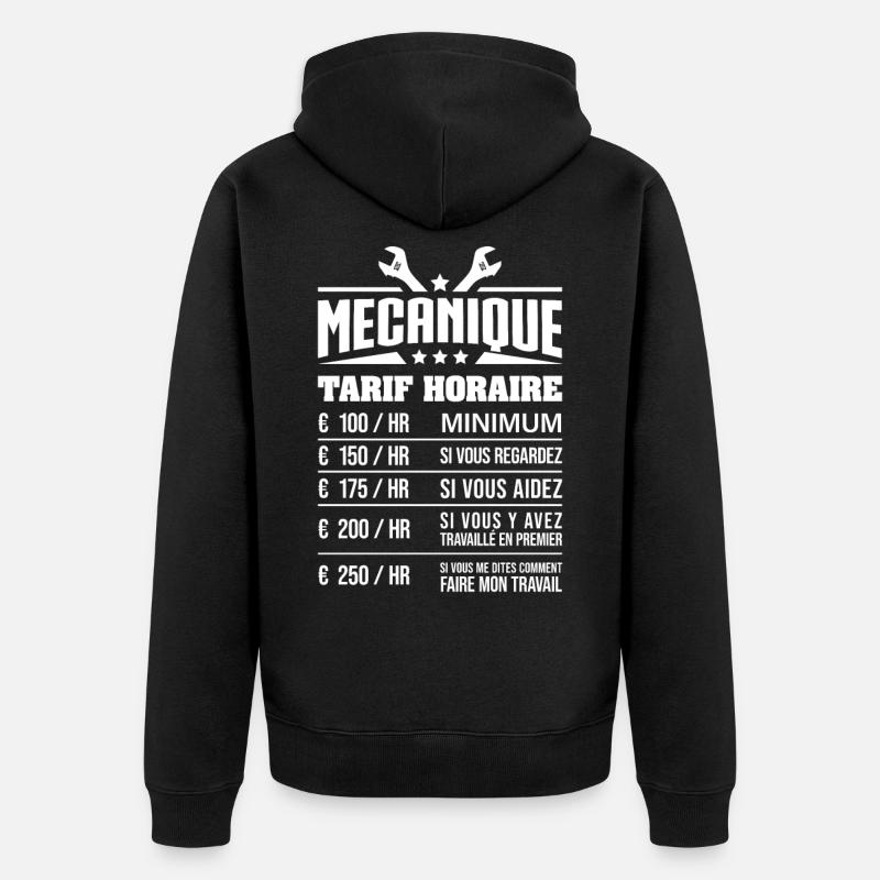 TARIF HORAIRE MÉCANICIEN - Veste à capuche bio Premium Unisexe - noir