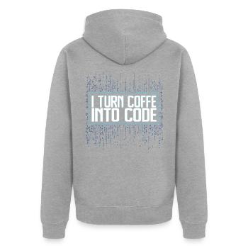 Funny Programmers Coding Coffee Gift - Unisex Premium Bio Zip Hoodie - Grau meliert - Hinten - Nico (187cm)
