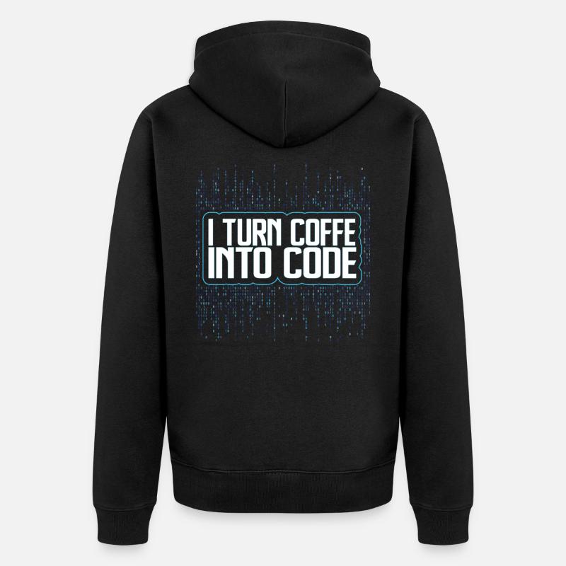 Funny Programmers Coding Coffee Gift - Unisex Premium Bio Zip Hoodie - Schwarz