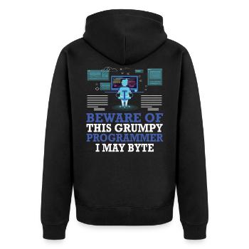 Funny Programmers Coding Gift - Unisex Premium Organic Zip Hoodie - black - Back - Nico (187cm)