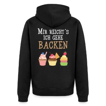 Bäcker - Mir Reicht´s ich gehe Backen - Unisex Premium Bio Zip Hoodie - Schwarz - Hinten - Nico (187cm)