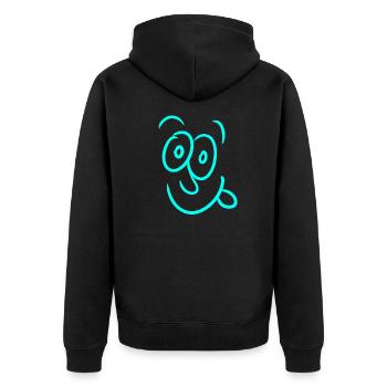 Lustiges Gesicht - Unisex Premium Bio Zip Hoodie - Schwarz - Hinten - Nico (187cm)
