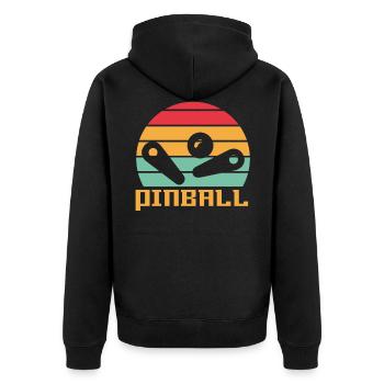 Flipper-Weinlese - Unisex Premium Bio Zip Hoodie - Schwarz - Hinten - Nico (187cm)