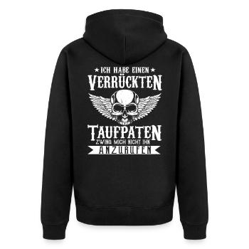 Patenkind Patentochter Patensohn - Unisex Premium Bio Zip Hoodie - Schwarz - Hinten - Nico (187cm)