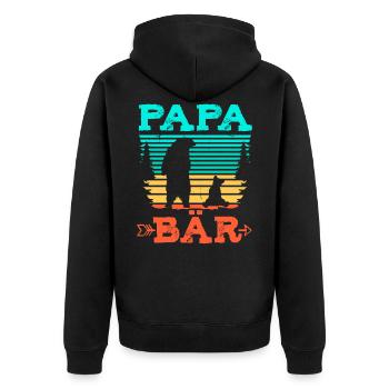 Papa Bär - Unisex Premium Bio Zip Hoodie - Schwarz - Hinten - Nico (187cm)