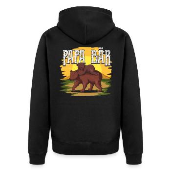 Papa Bär - Unisex Premium Bio Zip Hoodie - Schwarz - Hinten - Nico (187cm)