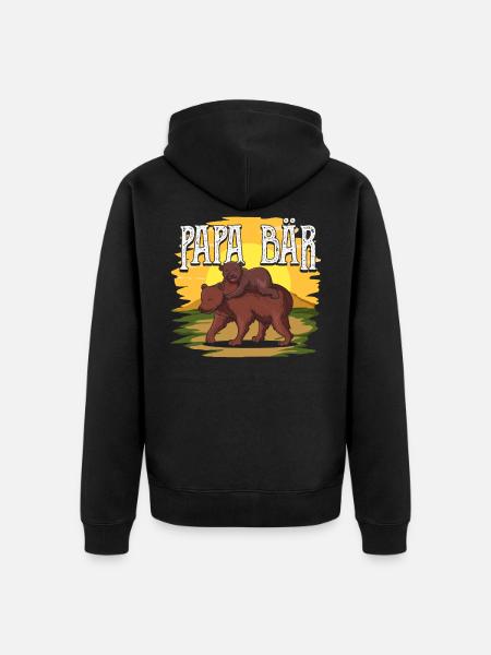 Papa Bär - Unisex Premium Bio Zip Hoodie - Schwarz