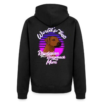 Rhodesian Ridgeback Mom Gift Dog T-Shirt - Unisex Premium Organic Zip Hoodie - black - Back - Nico (187cm)