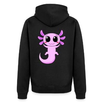 Signe de paix axolotl - Veste à capuche bio Premium Unisexe - noir - Dos - Nico (187cm)