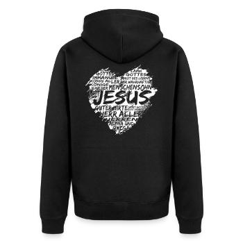 Jesus Christus Herz Geschenk Christen - Unisex Premium Bio Zip Hoodie - Schwarz - Hinten - Nico (187cm)