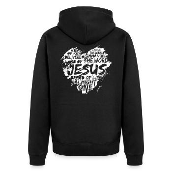 Jesus Christus Herz Geschenk Christen - Unisex Premium Bio Zip Hoodie - Schwarz - Hinten - Nico (187cm)