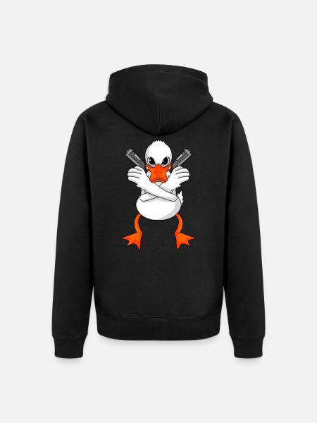Duck with gun - Unisex Premium Organic Zip Hoodie - black