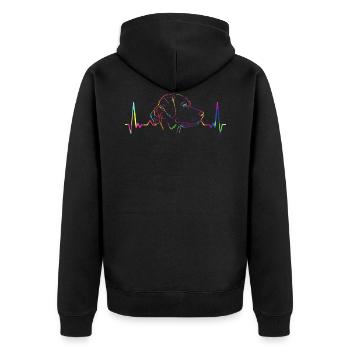 Labrador Portrait EKG Hund Geschenk - Unisex Premium Bio Zip Hoodie - Schwarz - Hinten - Nico (187cm)