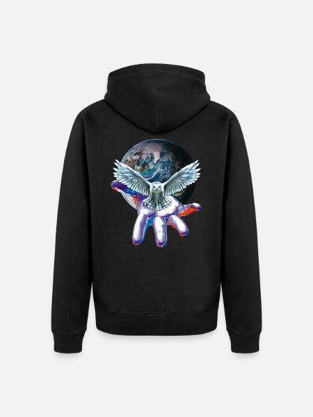 owl - Unisex Premium Organic Zip Hoodie - black