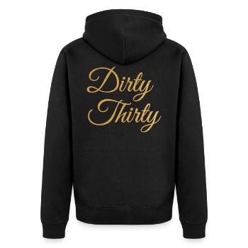 Dirty Thirty 30. Geburtstag - Unisex Premium Bio Zip Hoodie - Schwarz - Hinten - Nico (187cm)