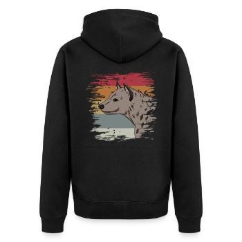 Hyäne - Unisex Premium Bio Zip Hoodie - Schwarz - Hinten - Nico (187cm)