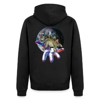 Stegosaurus - Unisex Premium Bio Zip Hoodie - Schwarz - Hinten - Nico (187cm)