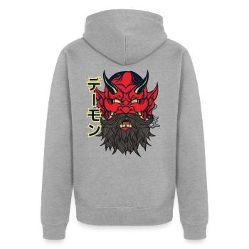Devil with beard - Unisex Premium Organic Zip Hoodie - heather grey - Back - Nico (187cm)