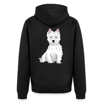 Westie Hund West Highland White Terrier Geschenk - Unisex Premium Bio Zip Hoodie - Schwarz - Hinten - Nico (187cm)