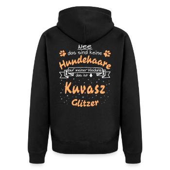Hundeglitzer Kuvasz - Unisex Premium Bio Zip Hoodie - Schwarz - Hinten - Nico (187cm)